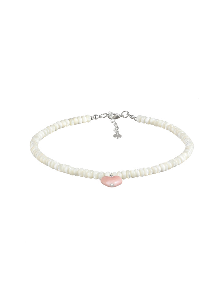 Perlmutt-Halsband mit Herzanhänger D4889