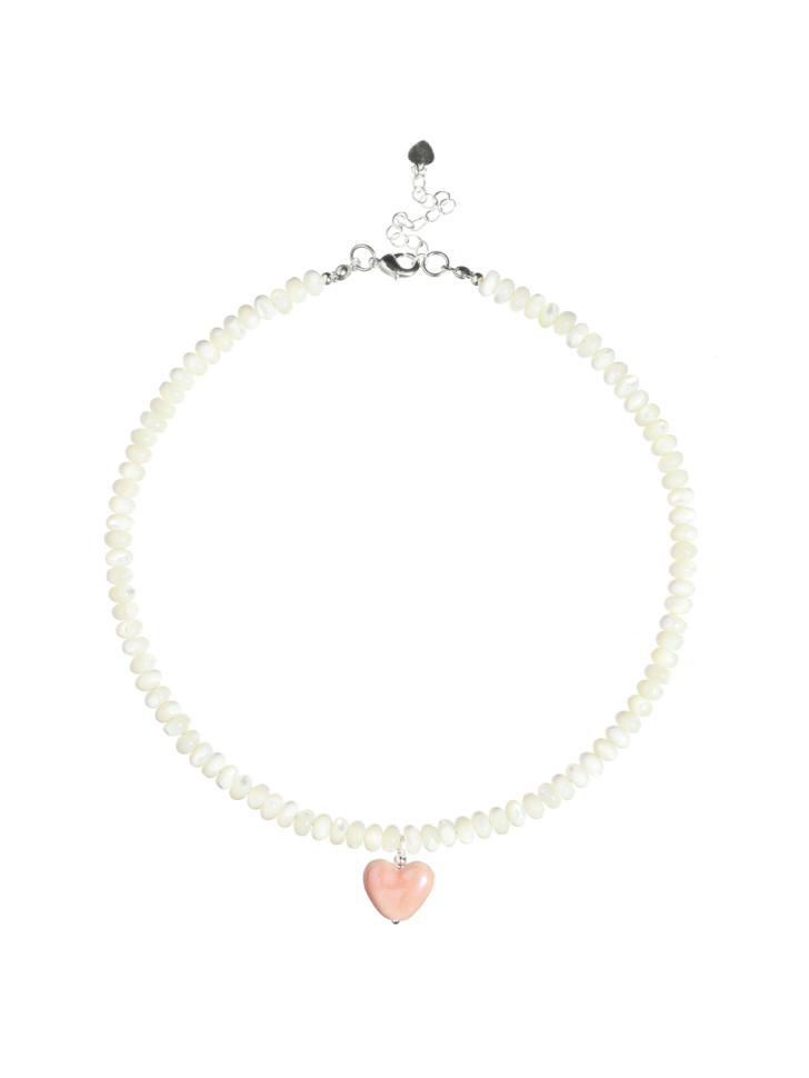 Perlmutt-Halsband mit Herzanhänger D4889