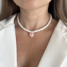 Perlmutt-Halsband mit Herzanhänger D4889