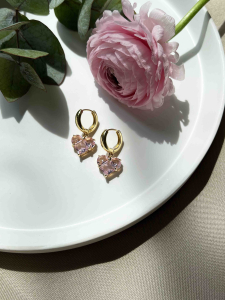 Earrings with a pink heart 5330