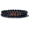 Set aus Herrenarmbändern aus schwarzem Achat D4548