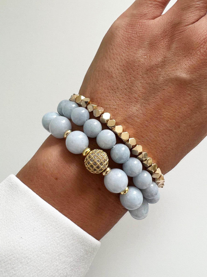 Blaues Set aus Armbändern mit Gold D4631