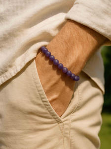 Men's bracelet made of matte amethyst 4856