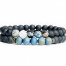 Set aus Herrenarmbändern aus schwarzem Jadeit D4545