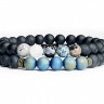 Set aus Herrenarmbändern aus schwarzem Jadeit D4545