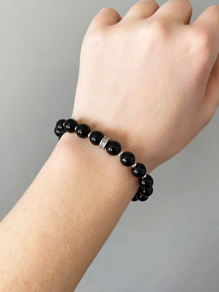Schwarzes Achat-Armband D5902
