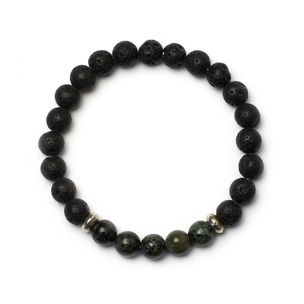 Armband aus natürlicher Lava und Jade D5009