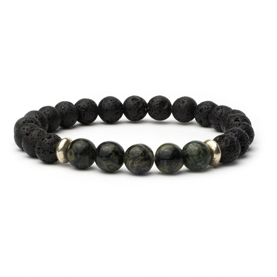 Armband aus natürlicher Lava und Jade D5009
