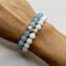 Aquamarin-, Jadeit- und Silber-Paararmbänder D4597