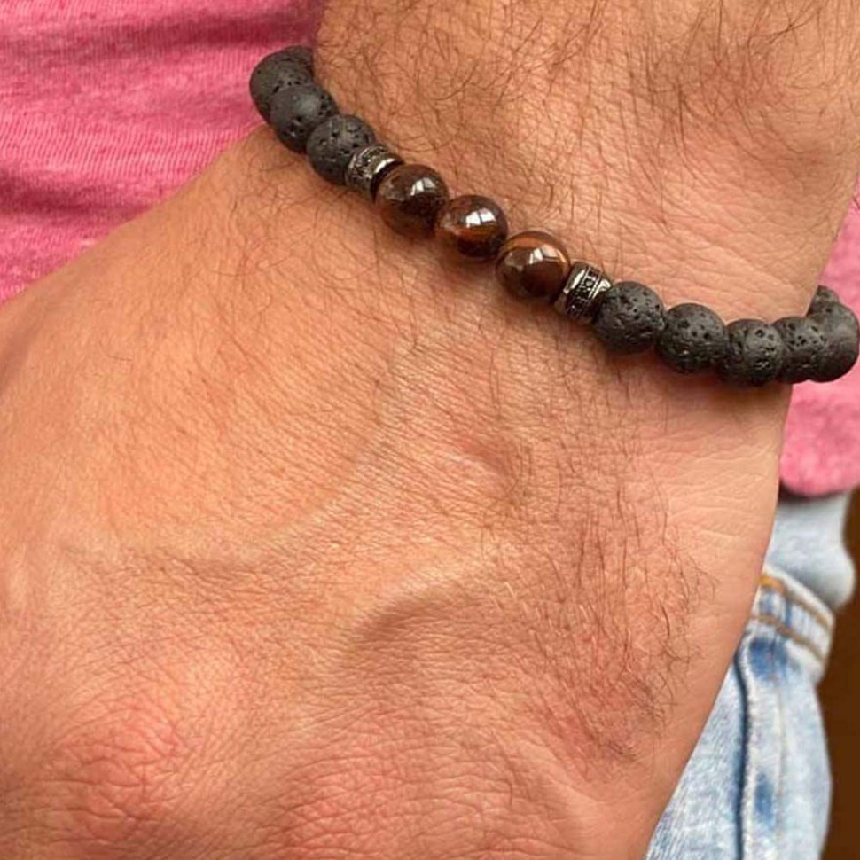 Armband aus schwarzem Stein D4450