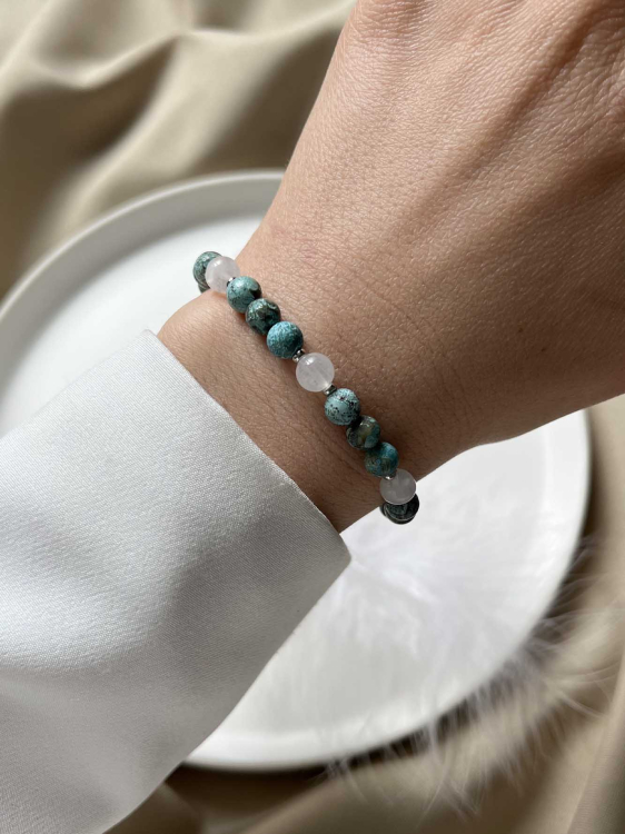 Bracelet with blue jade and moonstone 5435