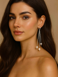 Long earrings with chains in silver 5507 by Lebijou