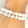 Weiße Paararmbänder (Jadeit, Kaholong, Silber) D4611