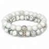 Weiße Paararmbänder (Jadeit, Kaholong, Silber) D4611