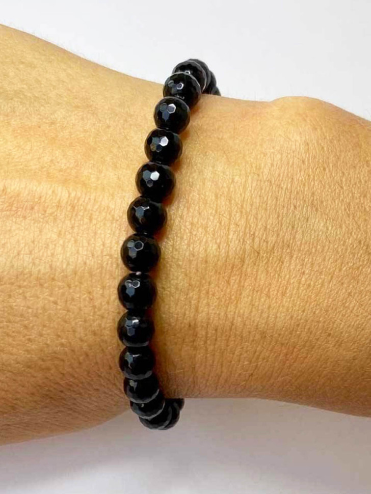 Schwarzes Damenarmband aus Achat D4605