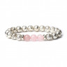 Damenarmband aus Silberlava mit rosa Quarz D4999
