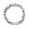 Damenarmband aus Silberlava mit rosa Quarz D4999