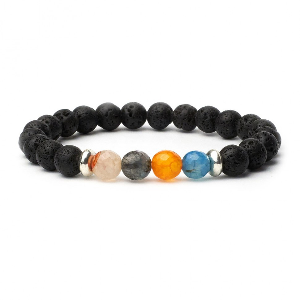 Herrenarmband aus vulkanischem Gestein D4506