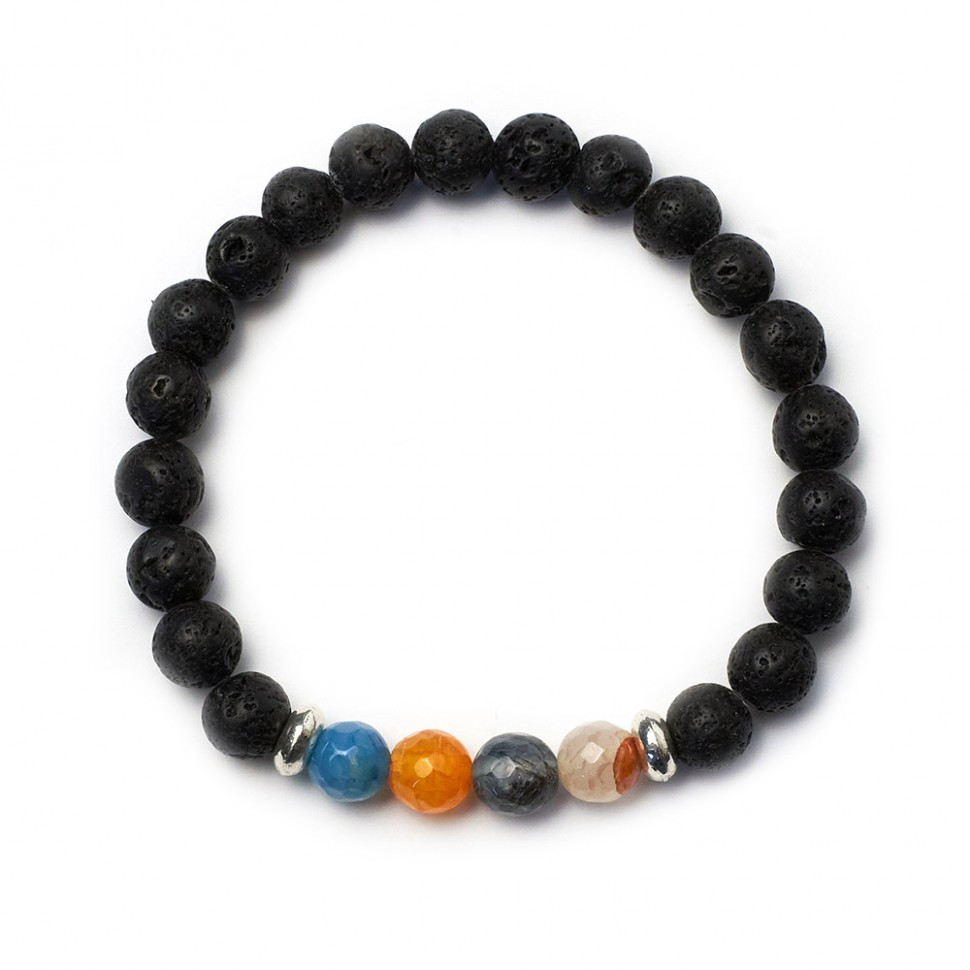 Herrenarmband aus vulkanischem Gestein D4506