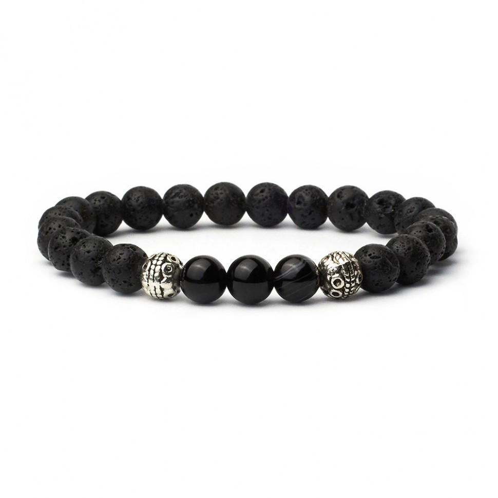 Herrenarmband aus vulkanischer Lava D4487