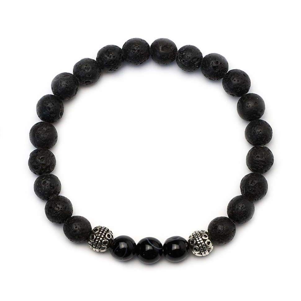 Herrenarmband aus vulkanischer Lava D4487