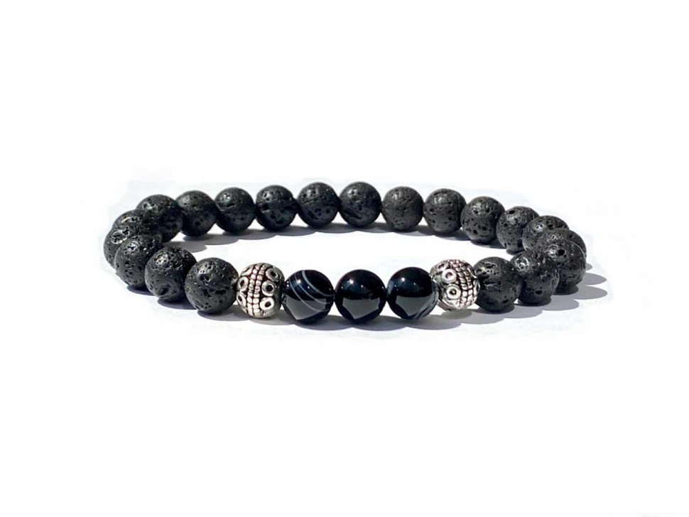 Herrenarmband aus vulkanischer Lava D4487