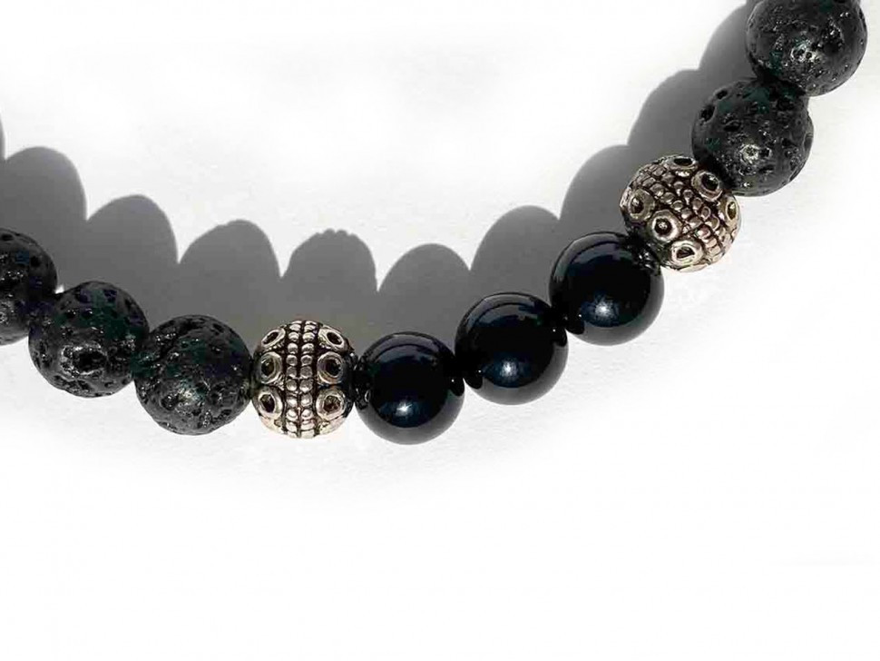 Herrenarmband aus vulkanischer Lava D4487