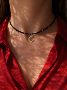 Black choker with moon pendant 5142