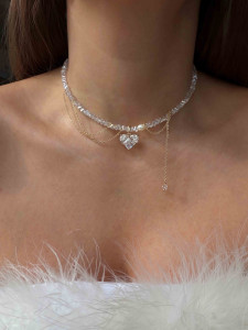 Choker mit Ketten und Perle 5438