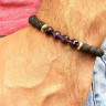 Herrenarmband aus vulkanischer Lava und Amethyst D4678