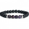 Herrenarmband aus vulkanischer Lava und Amethyst D4678