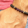 Herrenarmband aus vulkanischer Lava und Amethyst D4678