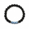 Herrenarmband aus Lavastein und Aquamarin D4681