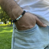 Herrenarmband aus Lavastein und Aquamarin D4681