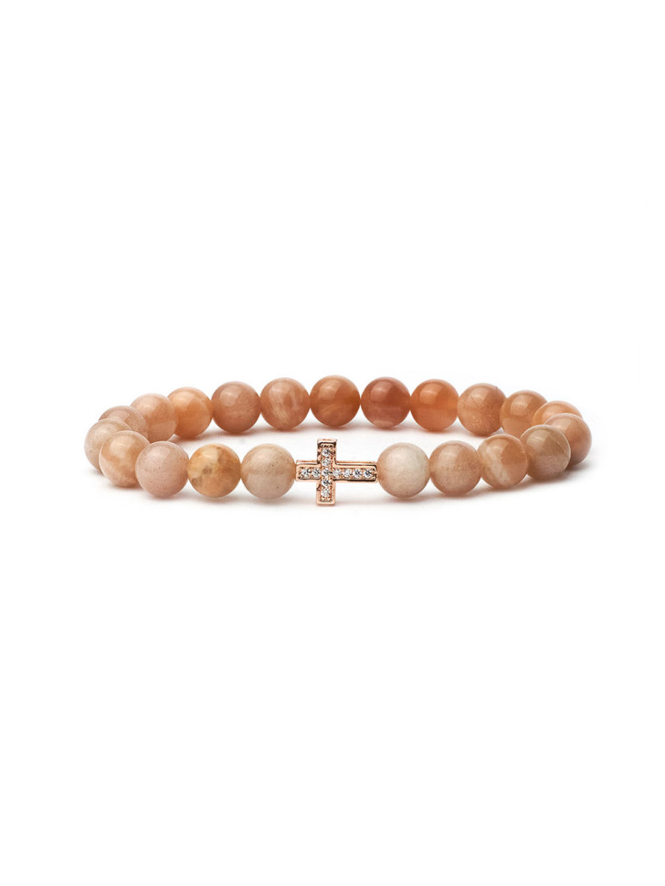 Armband mit Sonnenstein und Kreuzanhänger D4516