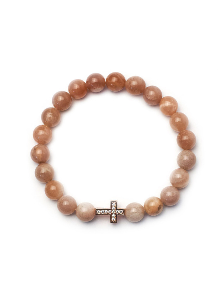 Armband mit Sonnenstein und Kreuzanhänger D4516