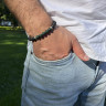 Herrenarmband aus Lava und Apatit D4975