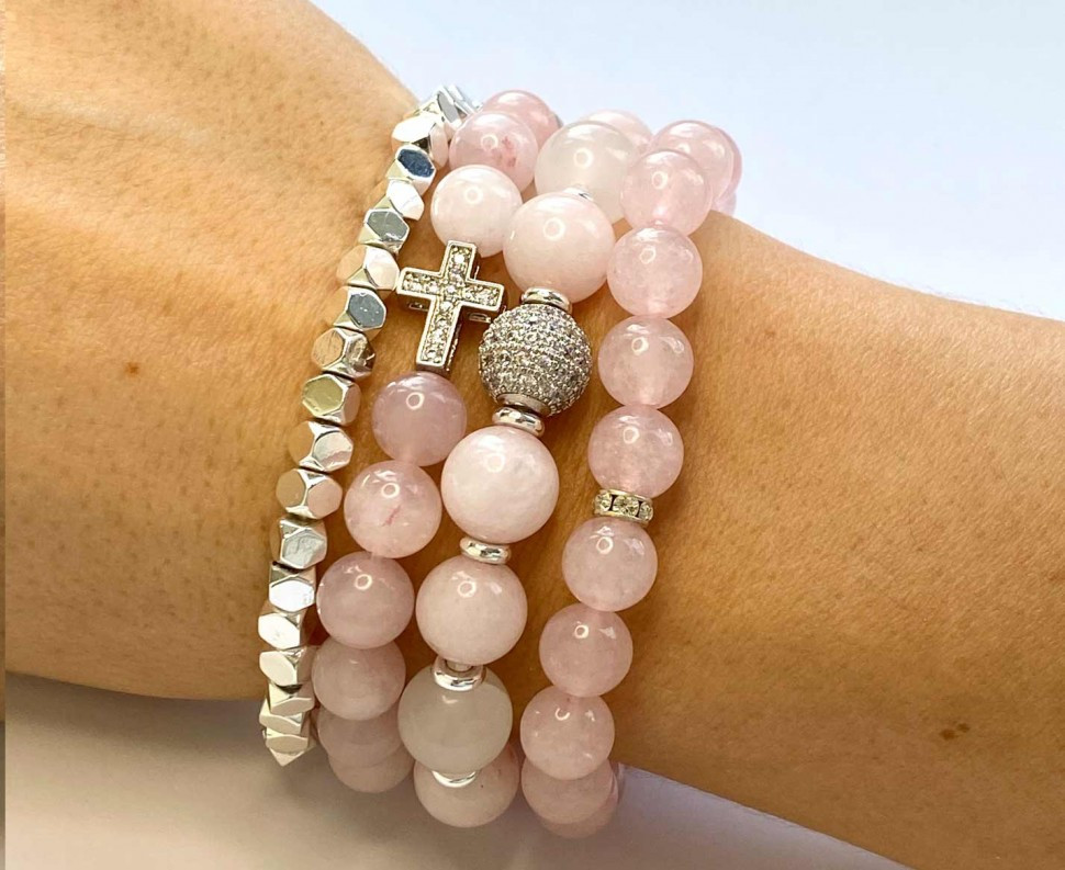 Rosa Set mit 4 Armbändern D4643