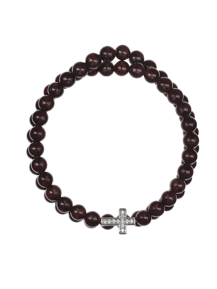 Damenarmband aus natürlichen Granatsteinen, zweifach gewickelt D4712