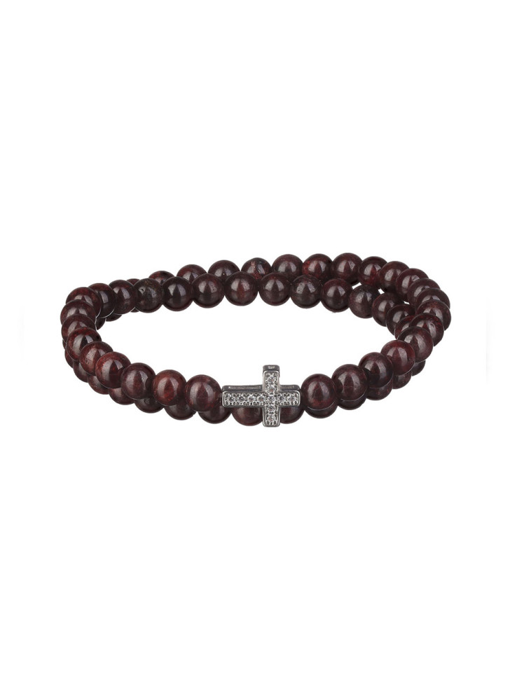 Damenarmband aus natürlichen Granatsteinen, zweifach gewickelt D4712