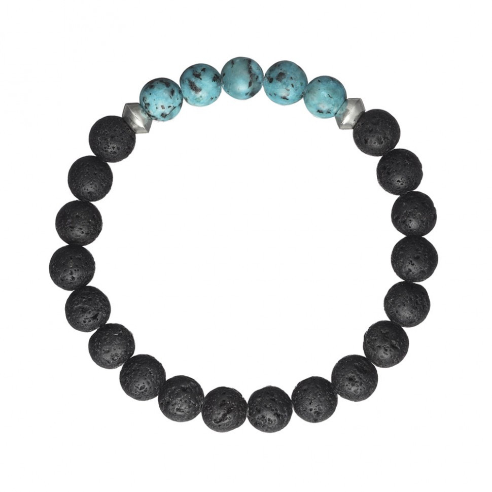 Herrenarmband aus natürlichem Lavastein und Achat D4500
