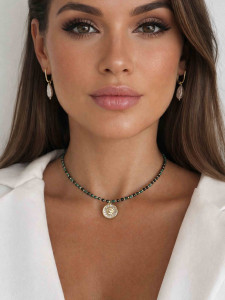 Natural Malachite Choker with Pendant 5209