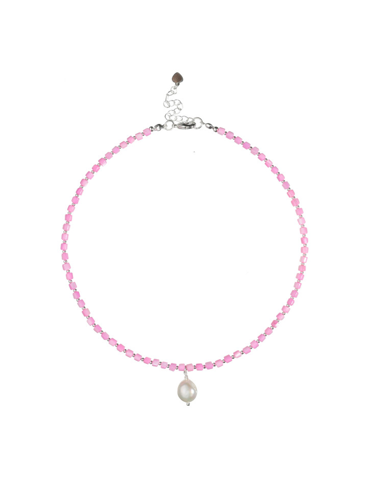 Choker aus natürlichem Perlmutt in Rosa D4790