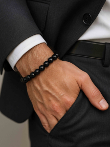 Men's bracelet made from natural shungite 4879