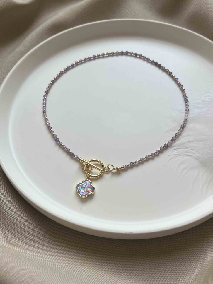 Dunkelvioletter Zirkonia-Choker D5076
