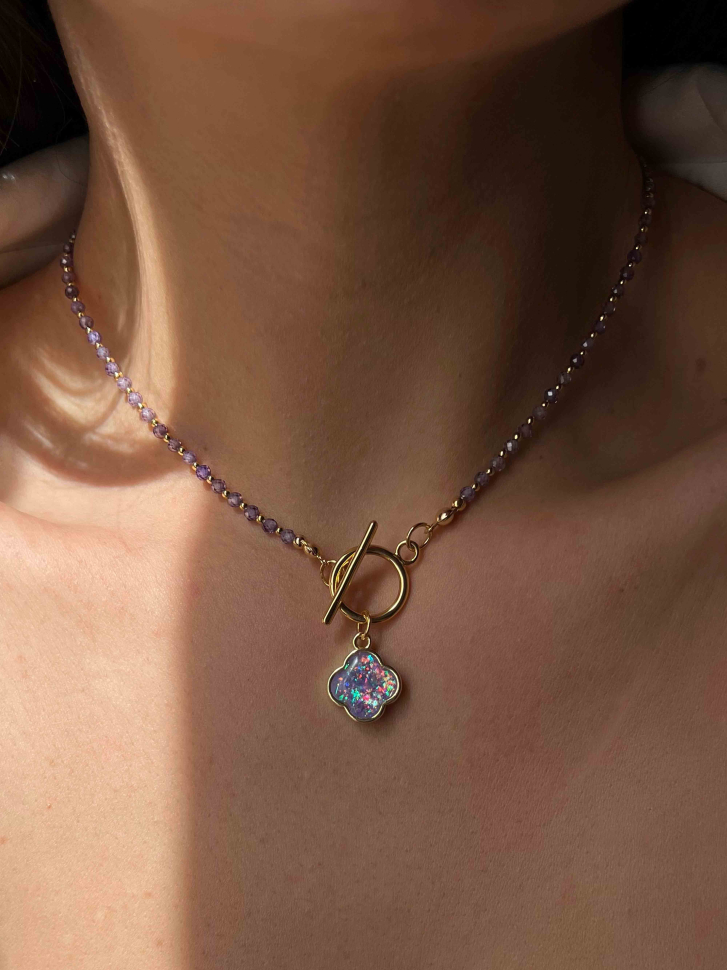 Dunkelvioletter Zirkonia-Choker D5076