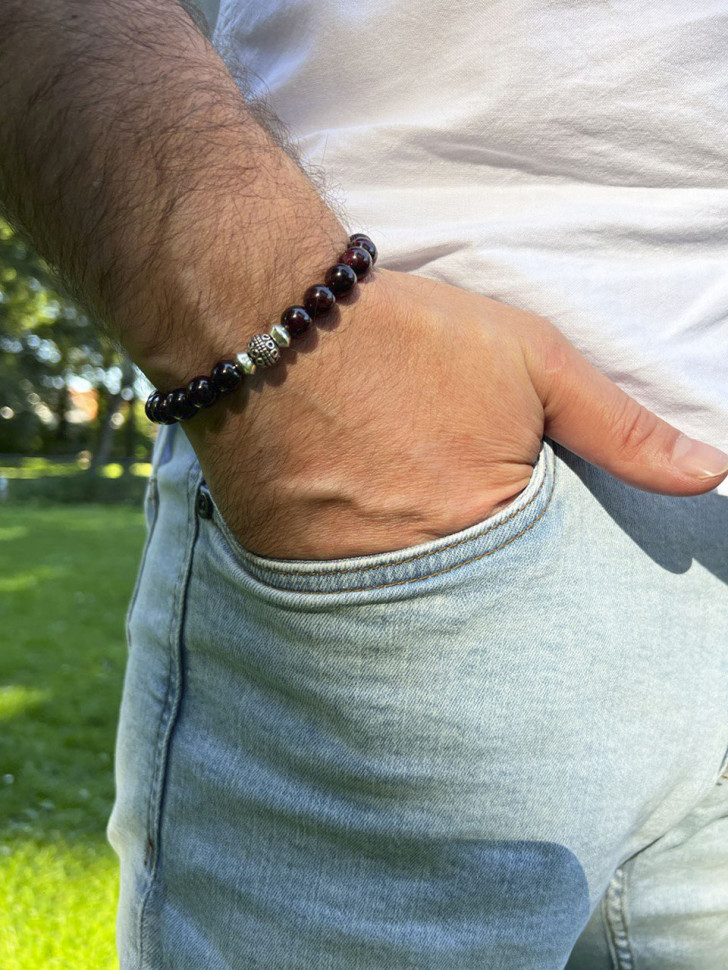 Herrenarmband mit Granat D4571