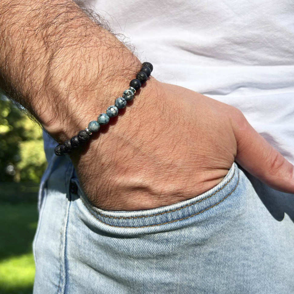 Stilvolles Herrenarmband aus Lava und Achat D5006