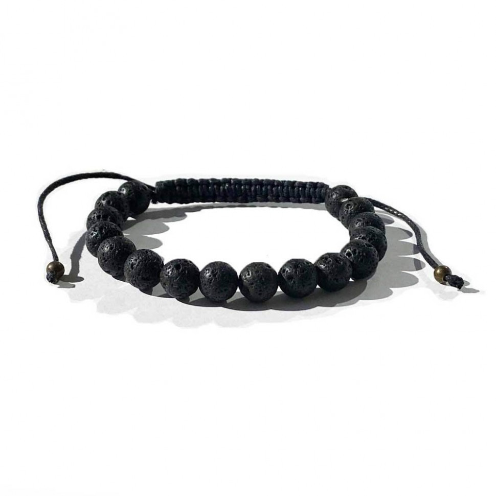 Geflochtenes Armband aus vulkanischer Lava D4667