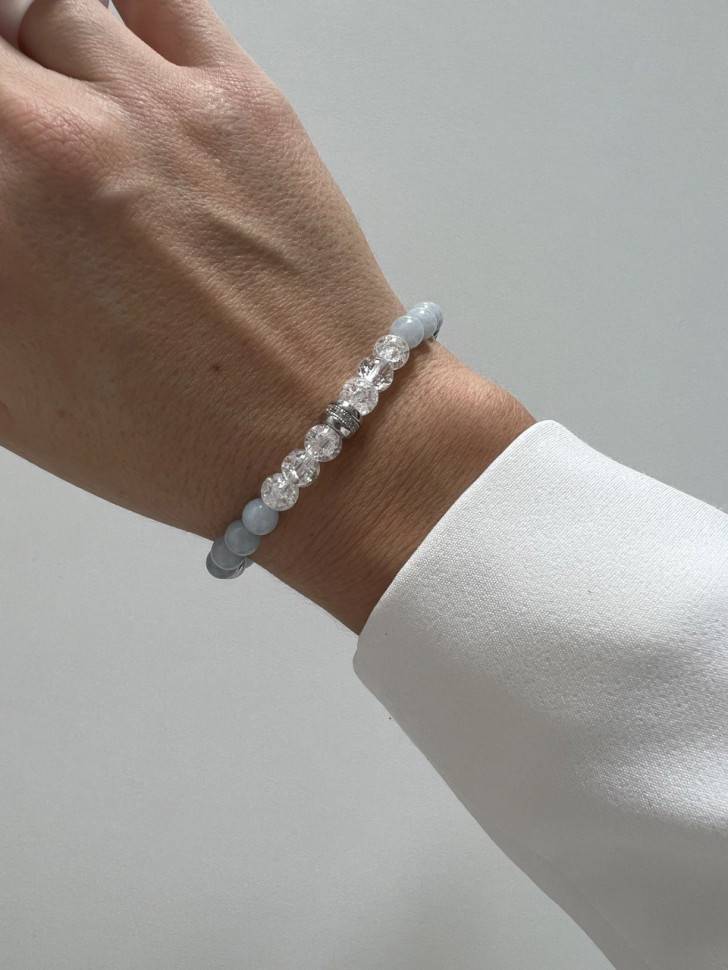 Aquamarin- und Bergkristall-Armband D4490